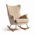 Rocking chair in beige fabric with wood and metal frame 80 x 70 x 100cm