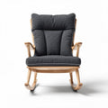 Rocking chair with fabric upholstery and wooden frame in gray tone 80 x 70 x 100cm