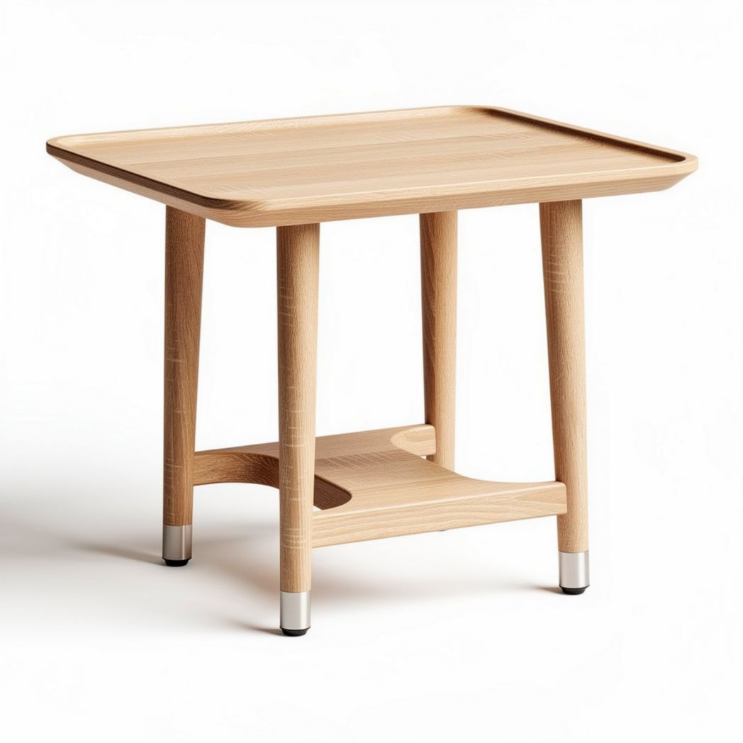 Wooden side table with a detachable tray and storage shelf 50 x 50 x 45cm