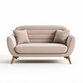 Fabric loveseat sofa with wooden legs modern design 150 x 80 x 75cm beige color