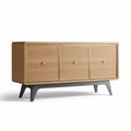 Wooden storage cabinet with three doors in natural finish 120 x 40 x 70cm
