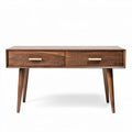 Wooden console table with carved design and two drawers 120 x 40 x 75cm