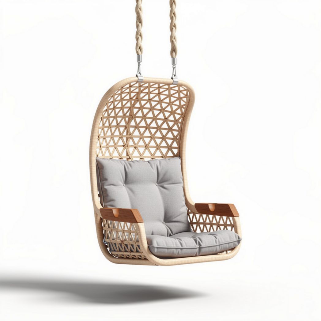 Hanging rattan chair with cushion for indoor and outdoor use 100 x 80 x 120cm