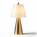 Gold metal table lamp with white glass shade 25 x 25 x 50cm
