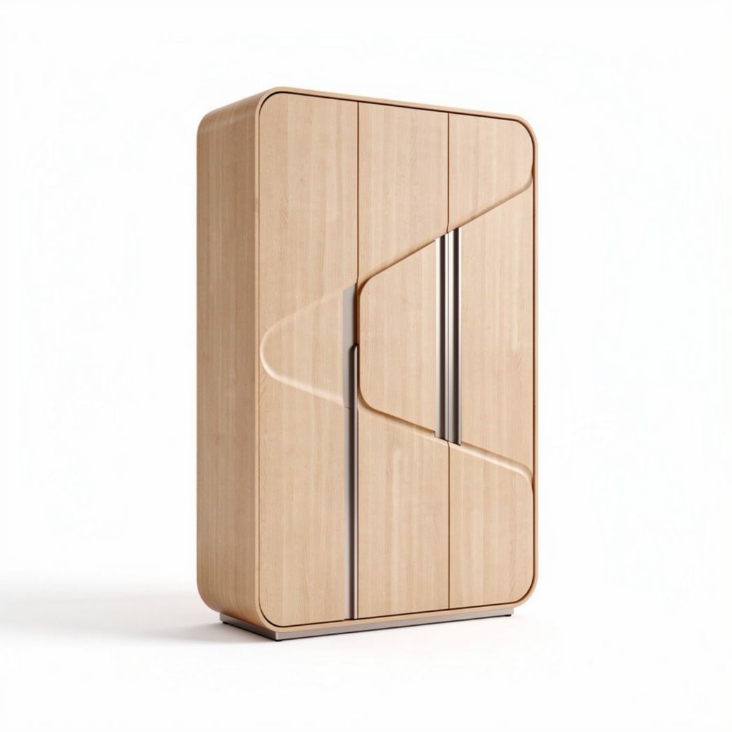 Wooden wardrobe with modern design and multiple storage compartments 80 x 45 x 120cm