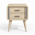 Wooden nightstand with two drawers and metal accents 45 x 40 x 50cm