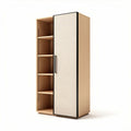Wooden storage cabinet with sliding door and multiple shelves 60 x 40 x 180cm