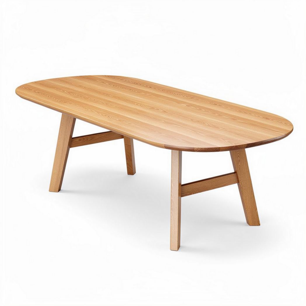 Wooden dining table with oval top and angled legs 180 x 90 x 75cm